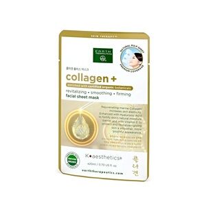 Earth Therapeutics Collagen+ Facial Sheet Mask in Gold and White
